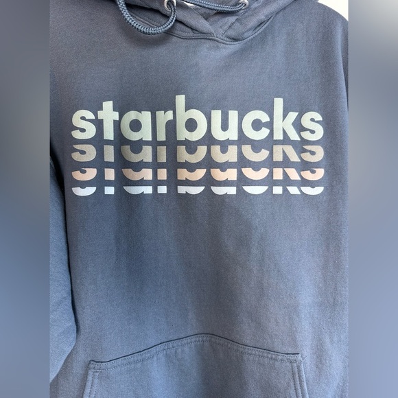 Starbucks Sweatshirt Hoodie Gray Blue Size Large Employee Exclusive - Picture 3 of 6